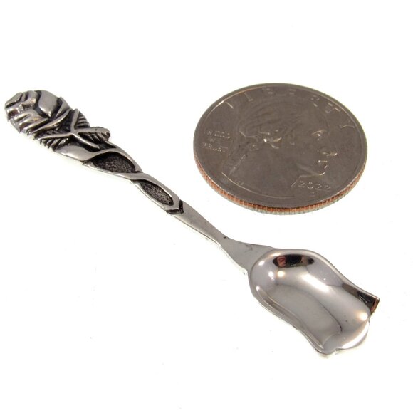 Solid 925 Sterling Silver Viking Rose Bush Salt Spoon Celtic Herb Server Shovel - Picture 5 of 9
